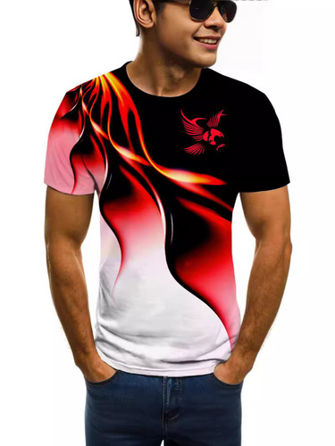 Men's Summer 3D Printed Lightning Breathable Crew Neck Short Sleeve T-Shirt