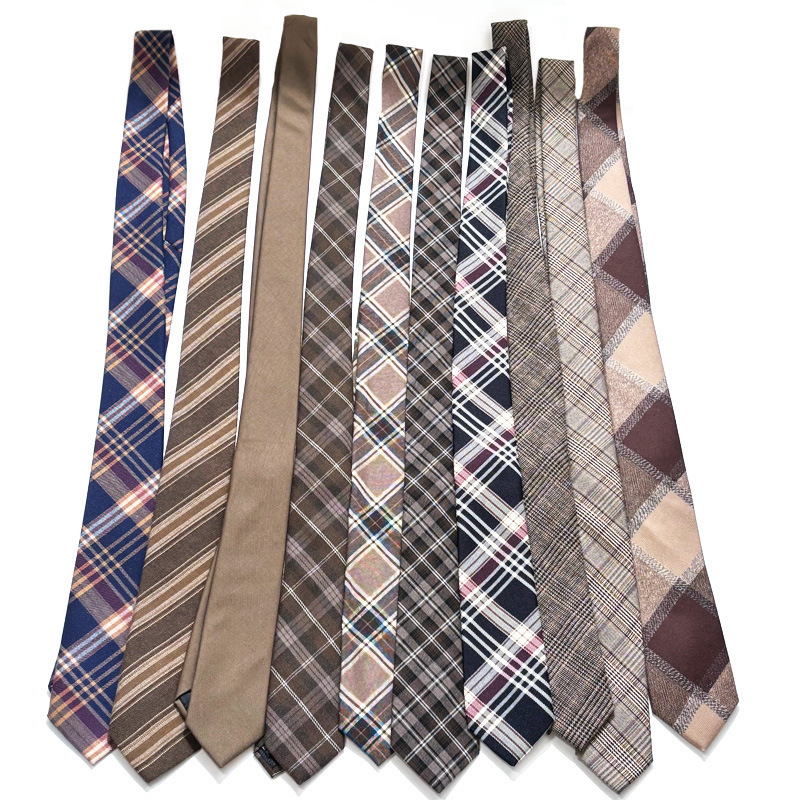 Cross-Border Shengzhou Hand-Tied Men's Vintage Brown Coffee Khaki Camel-Colored American College Style Tie, Paired with Shirt Accessories for Women