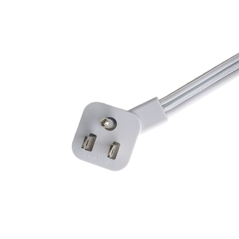 美规三插电源线16AWG纯铜扁插45度斜角超薄插头线白色美标认证