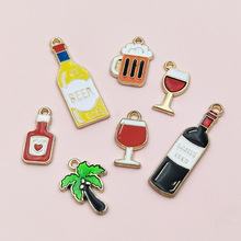 合金滴油红酒瓶红酒杯椰树小挂件 耳环项链创意diy饰品配件材料