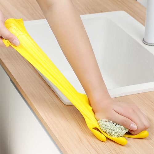 Household kitchen rubber gloves for women cleaning housework washing dishes and clothes thickened durable waterproof and wear-resistant gloves wholesale