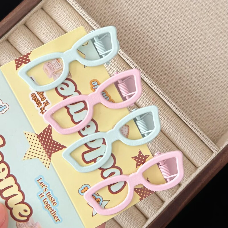 Simple cream color pink glasses hair clip high color metal girl duck bill clip hair accessories wholesale clip Simple cream color pink glasses hair clip high color metal girl duck bill clip hair accessories wholesale clip