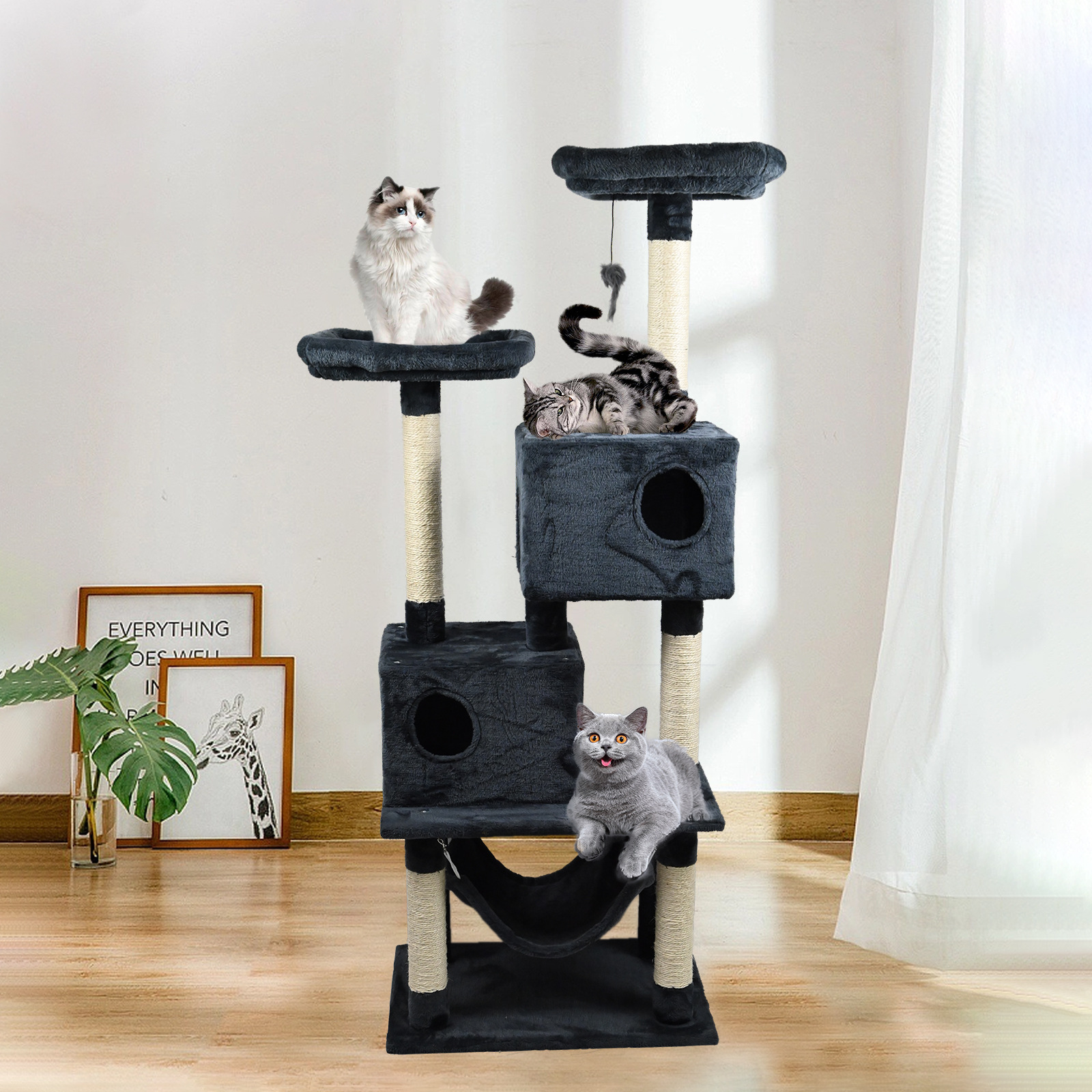 패션 새로운 고양이 등반 랙 고양이 둥지 고양이 나무 통합 큰 고양이 타워 고양이 장난감 청소 애완 동물 용품