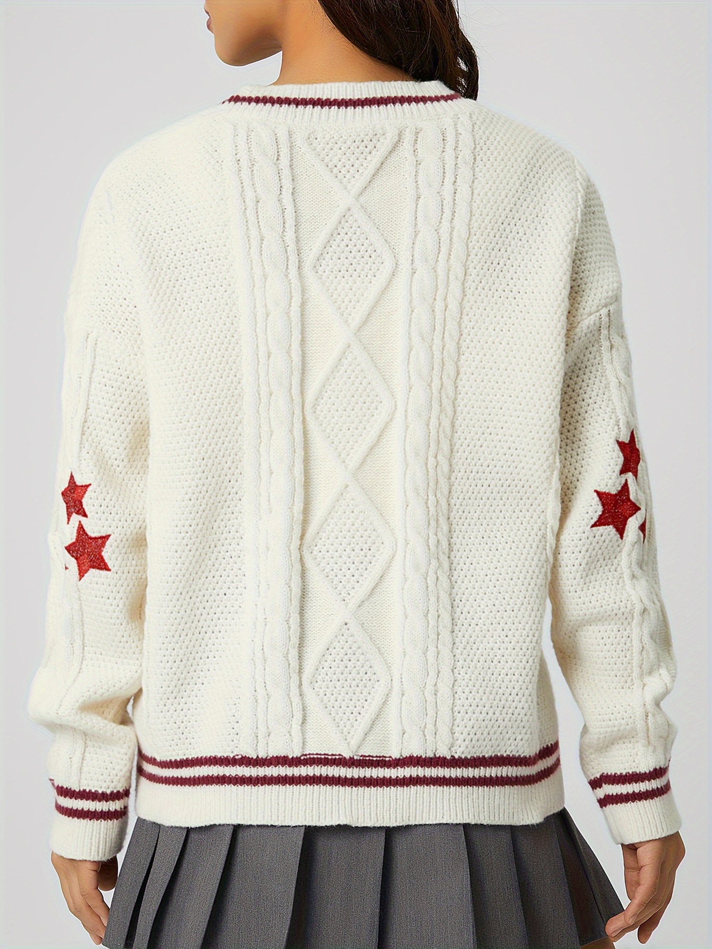 Damen Strickjacke Mit Stickerei Für Herbst Und Winter Leger_voghion.com