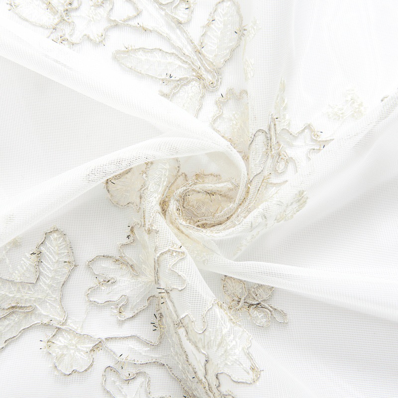 2024 nuevo estilo europeo bordado ligero balcón sala de estar ventana flotante dormitorio bordado cifrado cortina blanca