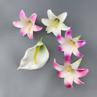 仿真EVA百合花头 花墙配件diy头花饰品花艺服装摄影道具婚礼布景