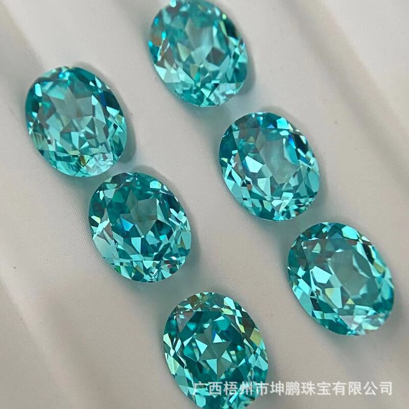 Manufacturer Wholesale Oval Neon Blue Paraiba Tourmaline Loose Gemstone Colorful Blue-Green Gemstone Ethnic Style Egg-Shaped