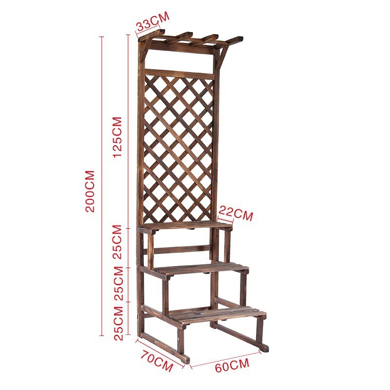 Soporte de flores de madera anticorrosión Soporte de maceta rejilla de piso estante de flores de patio interior madera maciza terraza de varios pisos al aire libre