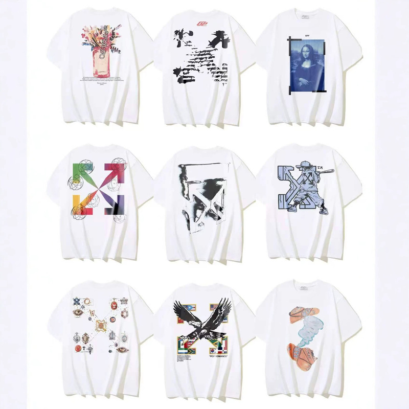 2026 new cross-border trendy brand summer OFF-W printed loose-fitting short-sleeve T-shirts for men and women, available in stock