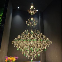 光立方复式楼轻奢loft楼梯别墅挑空客厅酒店大堂婚纱展厅水晶吊灯