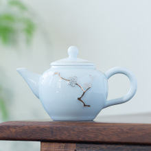 陶瓷茶壶单个家用泡茶壶中式泡茶器影青瓷描金办公室功夫茶具礼品