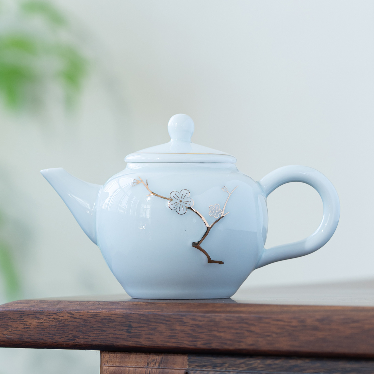 陶瓷茶壶单个家用泡茶壶中式泡茶器影青瓷描金办公室功夫茶具礼品