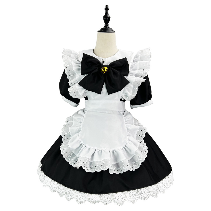 日本のかわいいロリータのウサギの女のコスプレの黒い白い女中のメイドの服のlolitaのワンピース|undefined