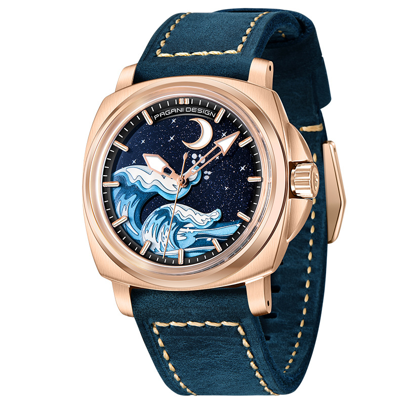 Reloj mecánico PAGANI hombre totalmente automático de luz nocturna moda personalidad impermeable reloj de cuero para hombres YS014