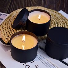 现货288个装现货批发里外全黑竖筒4oz蜡烛铁罐马口铁茶叶糖果铁盒