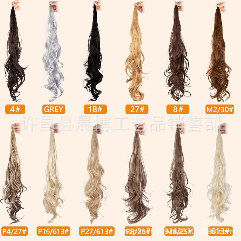 Comercio exterior transfronterizo europeo y americano fibra química peluca 32in gran pelo Cola de Caballo abrigo extensión del pelo peluca caliente