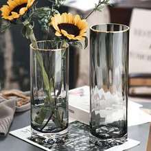 北欧创意轻奢玻璃花瓶透明花瓶水培养百合插花客厅摆件装饰高级感