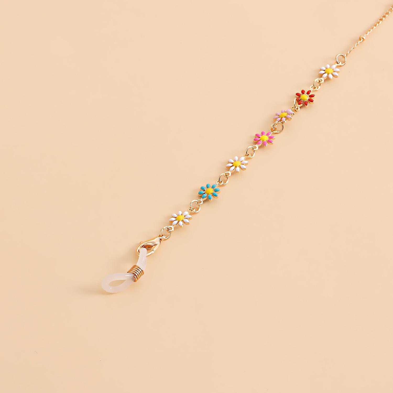 Women'S Gender Fashion Flower Colorful Oil Female Mask Eyeglasses Chain