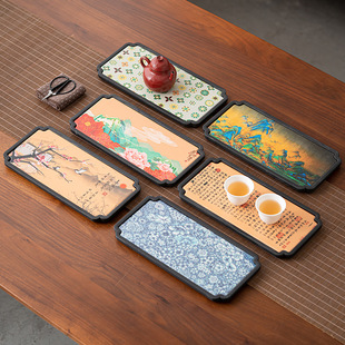 Absorbent Dry Bubble Plate Quick-drying Tea Plate Chinese Style Simple Kung Fu Tea Set Household Portable Rectangular Tray for Travel Tea
