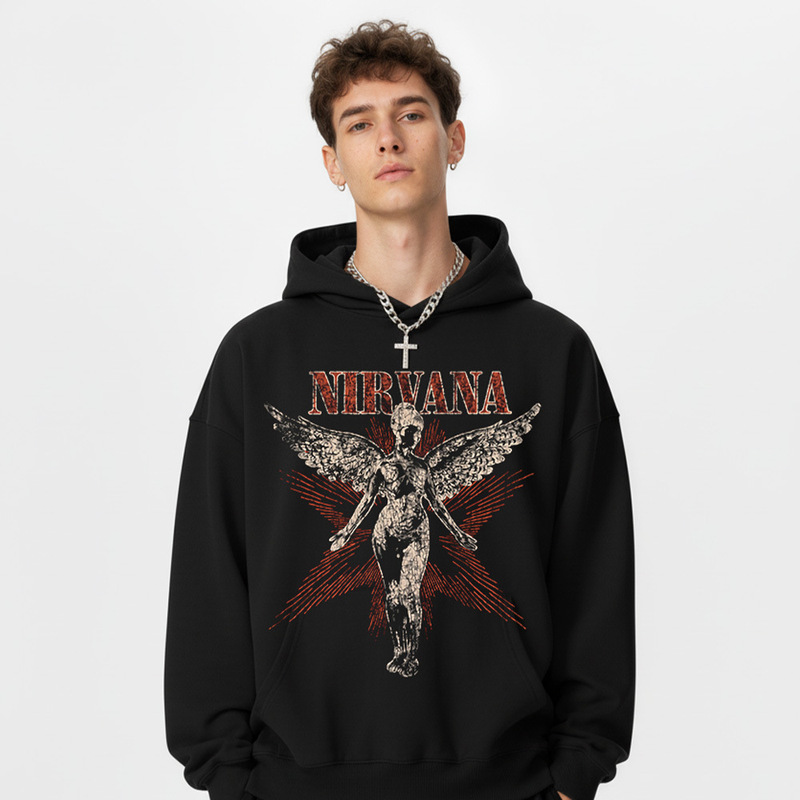 Cross-Border Nirvana Nirvana Punk Angel Sweatshirt Printed High Street Oversize Cotton Short-Sleeve T-Shirt Dropshipping