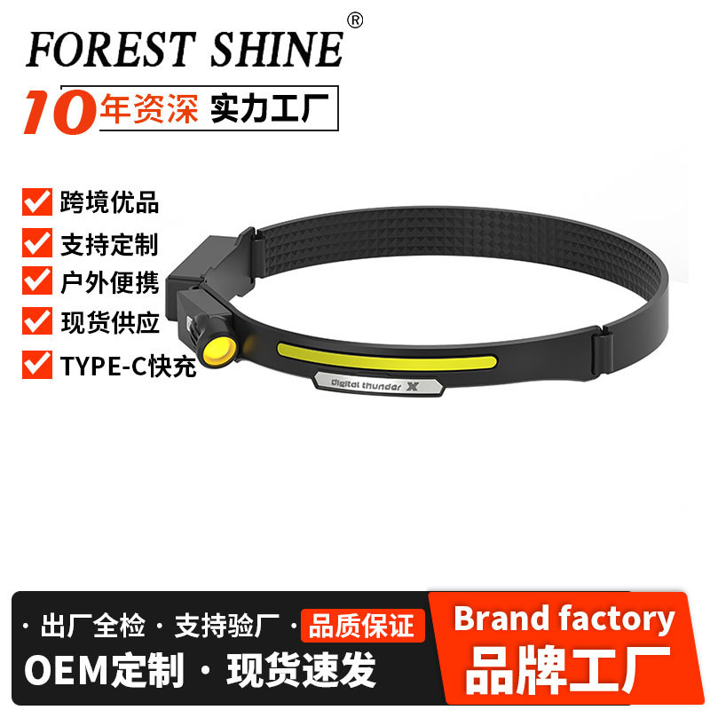 Carga USB transfronteriza a prueba de agua fuente de luz dual LED Faro de marcha lámpara de minero al aire libre inducción de pesca nocturna faro de luz fuerte