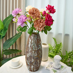 复古油画质感牡丹仿真花 3头带叶设计 桌面装饰假花 送礼/自用好