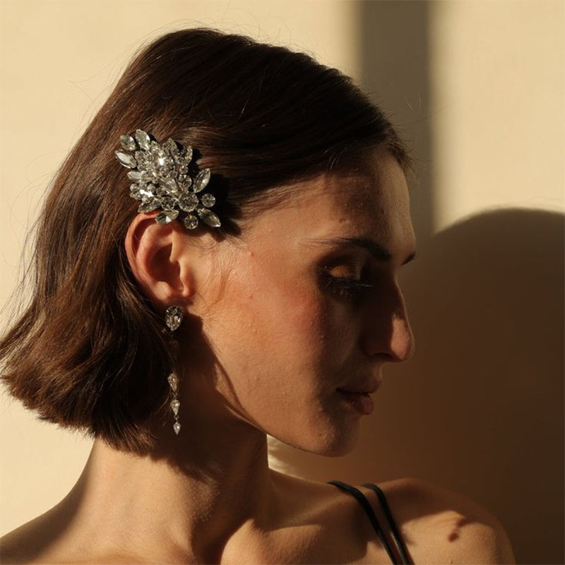 Amazon venta caliente broche clips europeas y americanas exagerado diamante lateral clips de cabello boda diaria accesorios versátiles toads