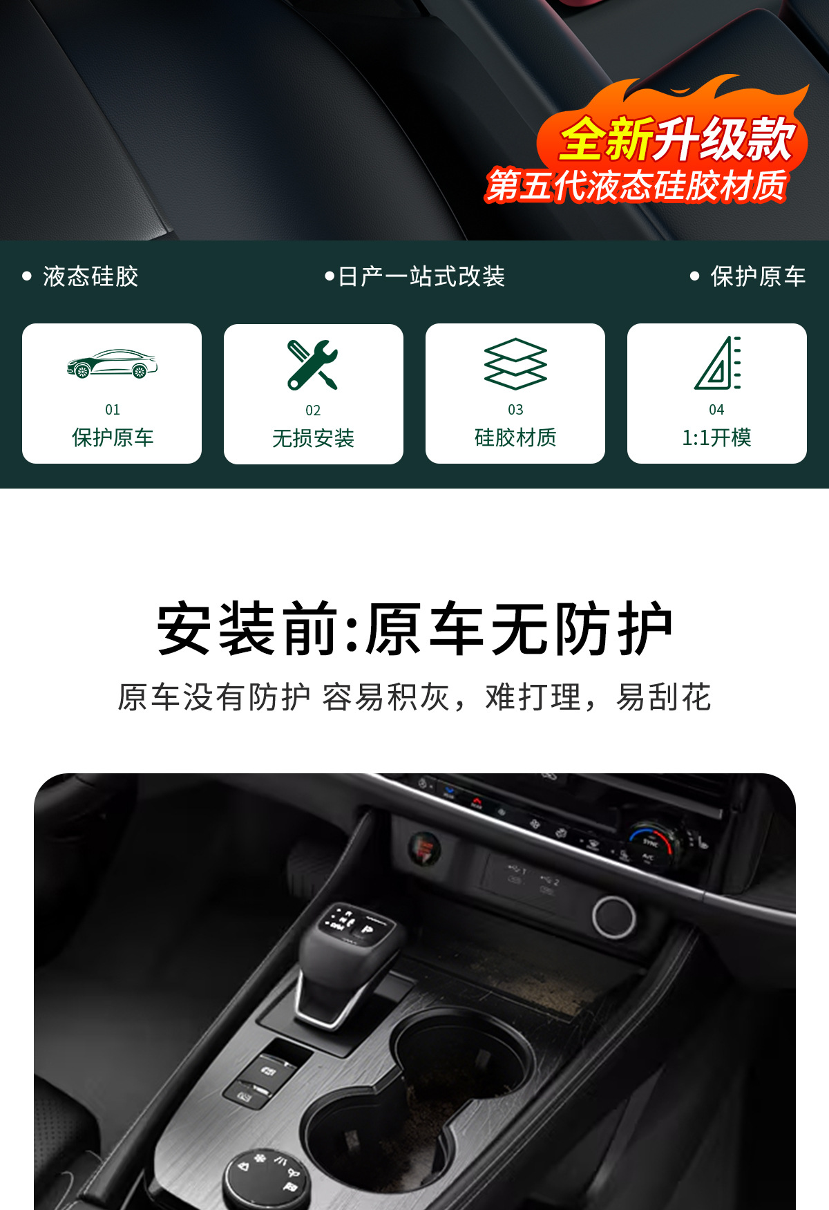 Suitable for X-Trail Glory (Us Version) Central Control Silicone Pad Wireless Charging Anti-Slip Pad Modified Interior Supplies Accessories
