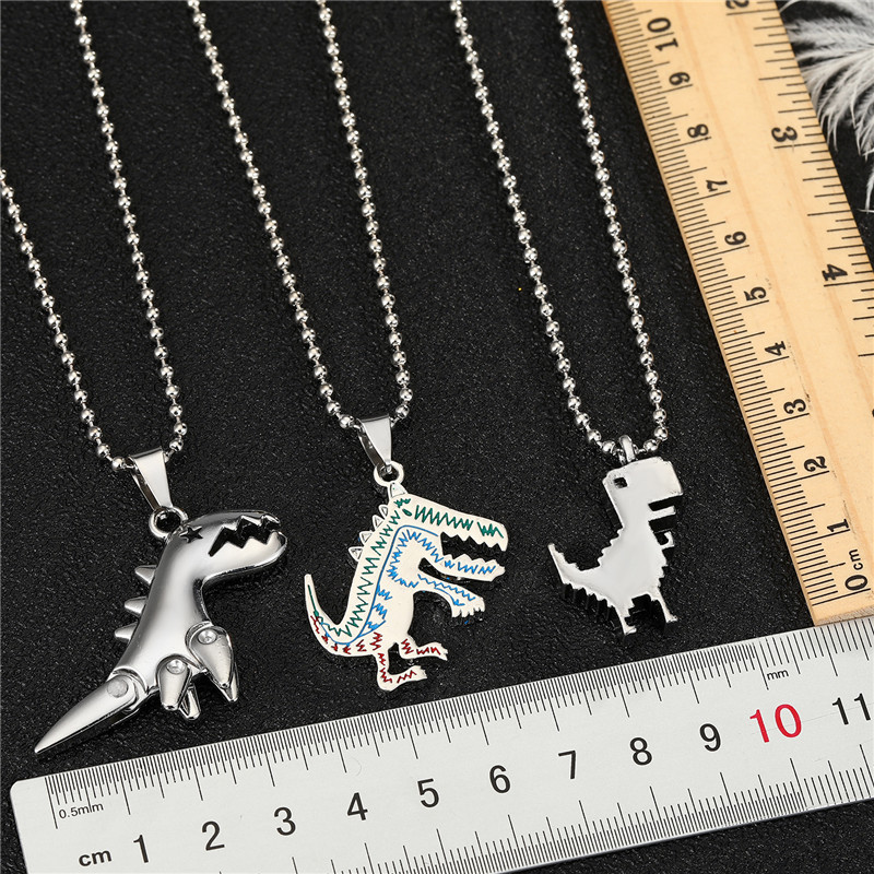 Fashion Cute Painted Small Dinosaur Alloy Necklace Wholesale display picture 3