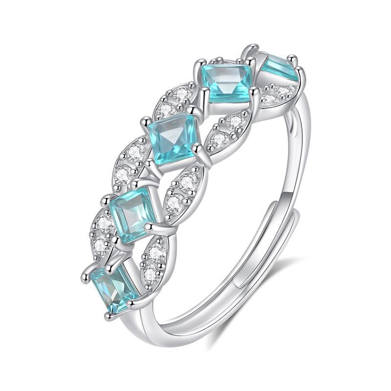 Anillo de fila de piedra de cristal natural de lujo ligero s925 anillo de plata de ley ajustable sin decoloración venta caliente transfronteriza accesorios de alta gama mujeres