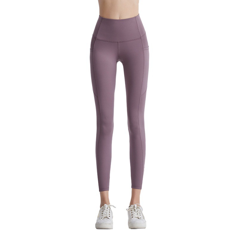 2024 primavera y verano nuevo bolsillo doble cintura alta YOGA Pantalones mujer desnudo transpirable apretado cadera levantamiento correr fitness deportes Pantalones