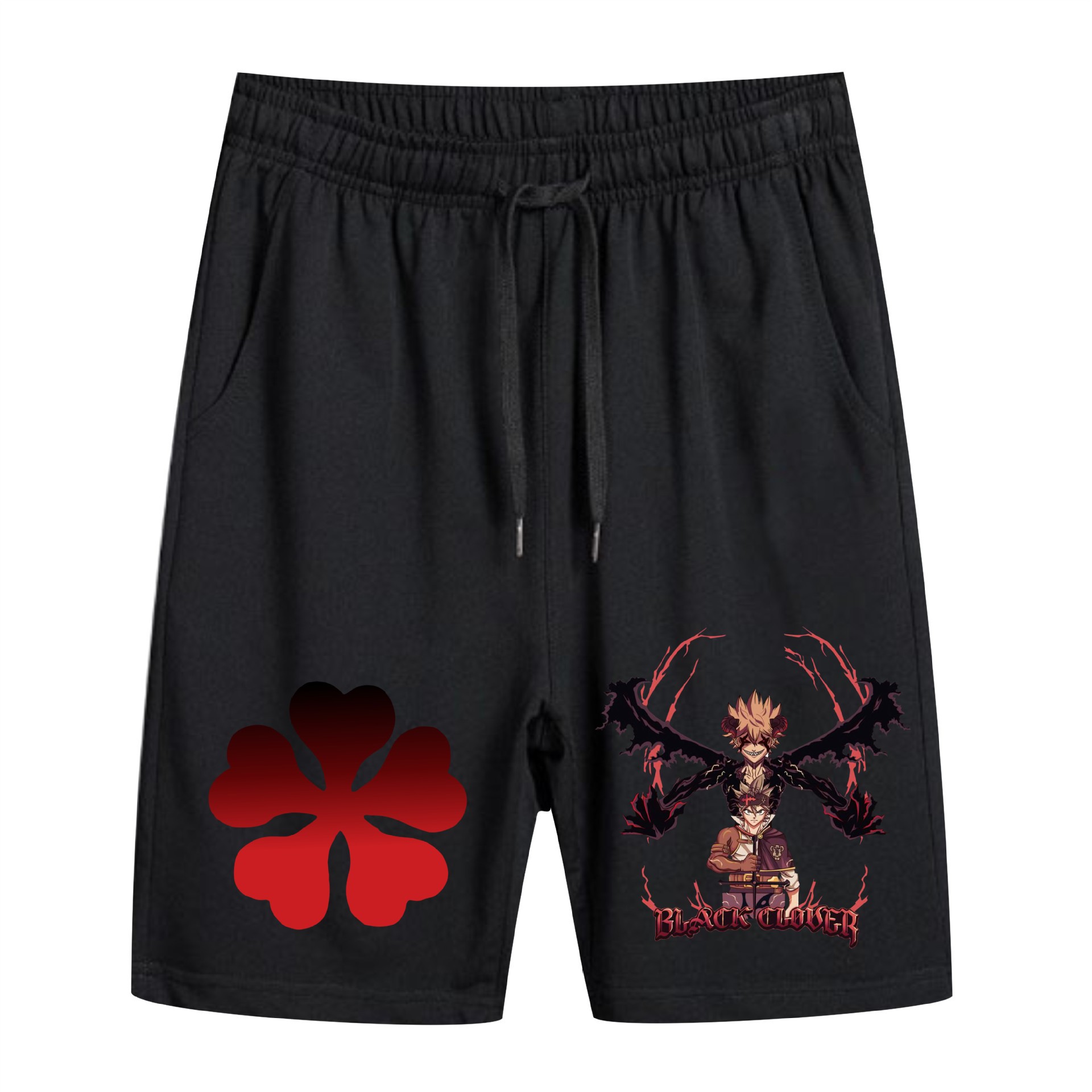 Cross-border Black Clover negro trébol de cuatro hojas pantalones cortos de anime sueltos estampados one piece pantalones cortos de moda