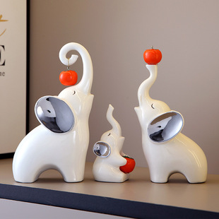 Light luxury modern hallway ceramic elephant decoration home living room wine cabinet TV cabinet decoration housewarming gift