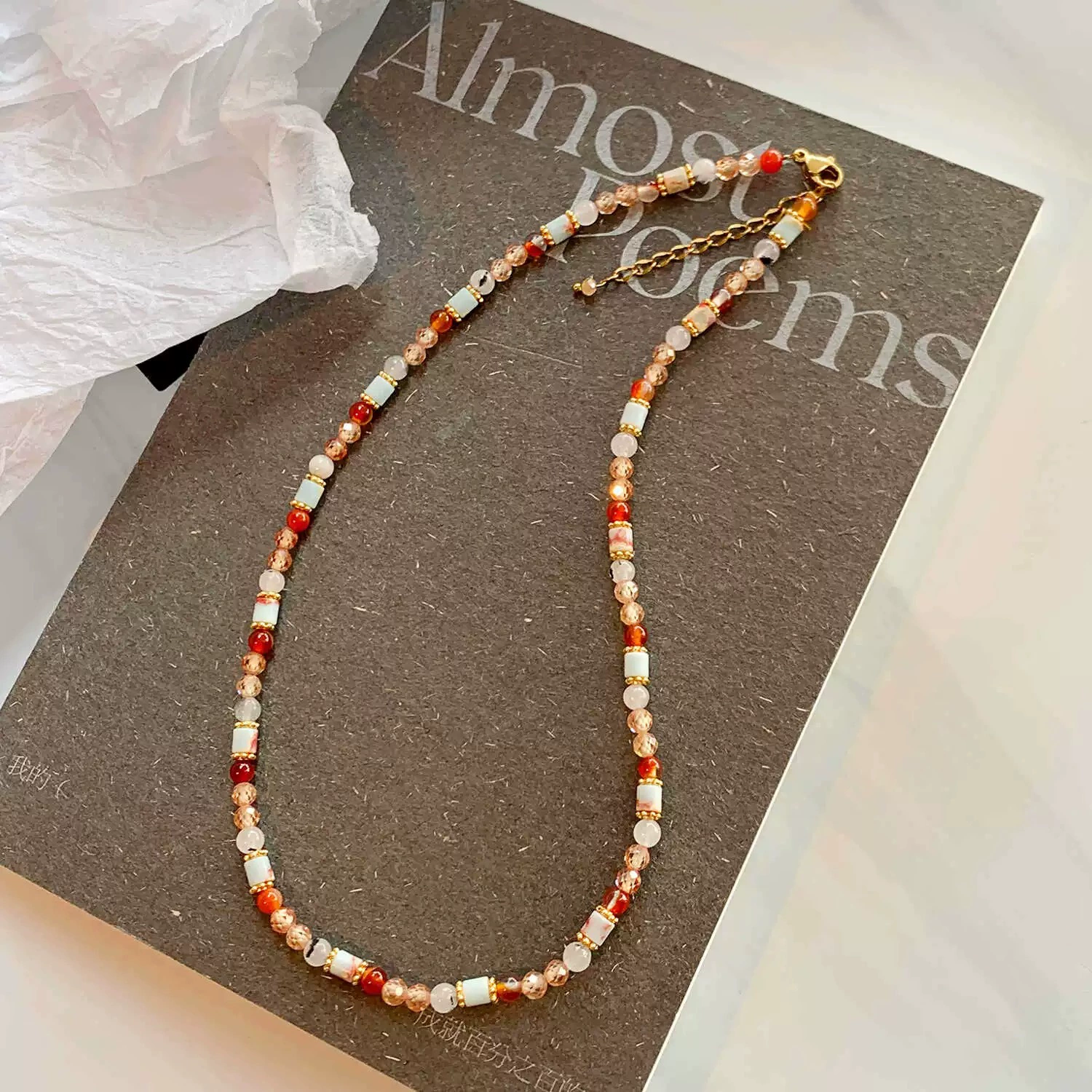 Onyx zirconium, beaded bracelet, small necklace, high-quality style