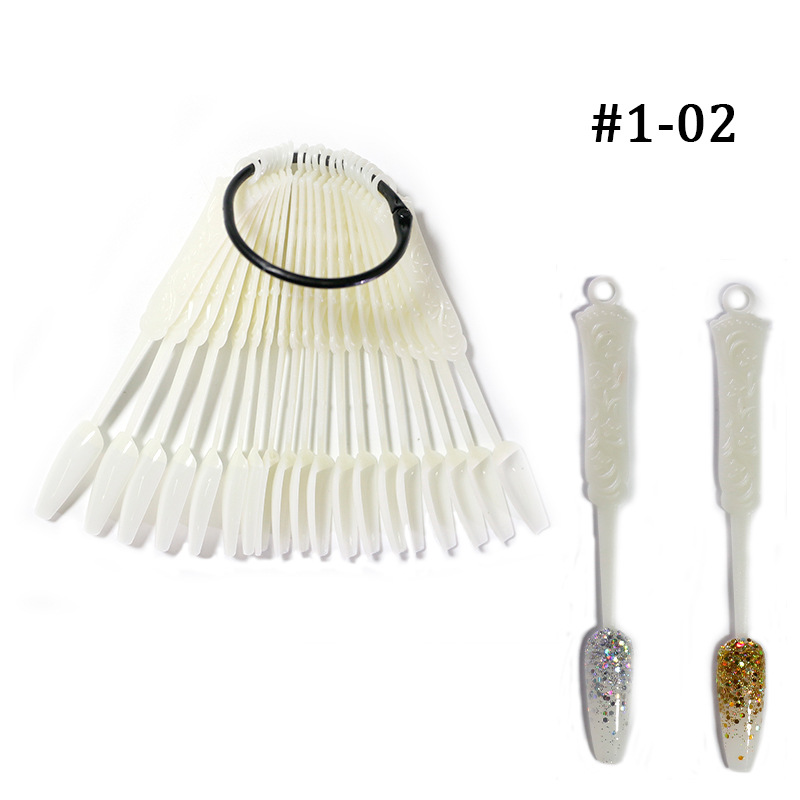 Placa de color de pantalla ZF 24 piezas de práctica de uñas pieza punta de uñas forma de abanico en forma de arco de flores tablero de exhibición de arte de uñas tarjeta de color