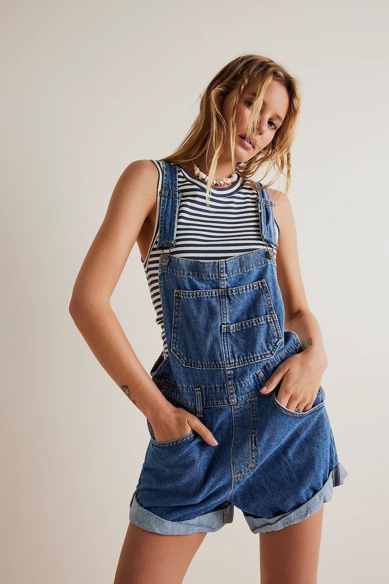 Women's Solid Colour Loose Fit Denim Overalls Casual Cotton Jeans_voghion.com
