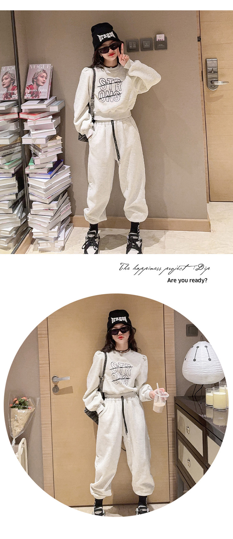 Conjunto deportivo para niñas de felpa otoño e invierno 2023, nuevo suéter grueso de moda para niños de talla mediana a grande con alpaca_voghion.com