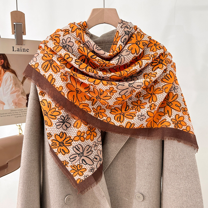 Nuevo arte coreano 130CM toallas grandes damas impresión de moda universal primavera y otoño temperamento bufandas al por mayor