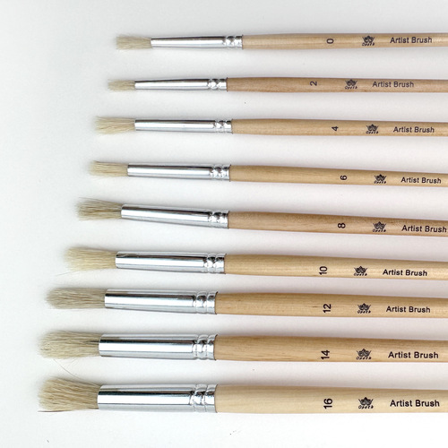 Cross-border pig bristle 9-piece brush set student art painting gouache oil painting acrylic hook line brush brush