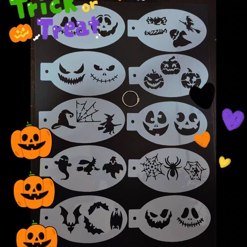 Halloween Face Painting Templates for Kids, Reusable for Halloween Parties and Dance Parties, Supports Custom Designs
