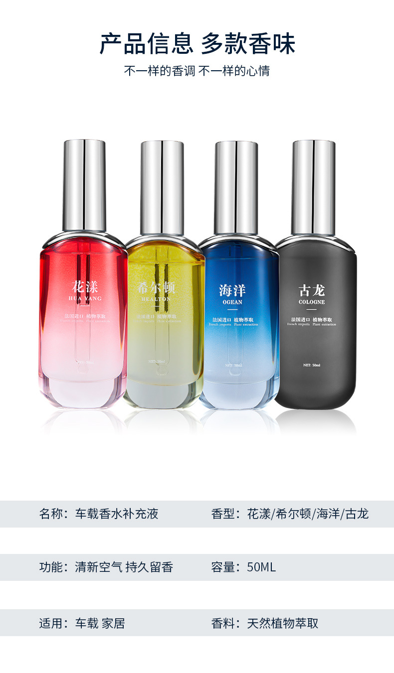 2024 Car Aromatherapy 50ML Car Perfume Refill Liquid Fireless Essential Oil Fragrance High-end Car Fragrance Long-lasting