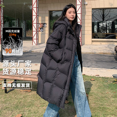 2025冬季韩版新款长款羽绒服女连帽保暖外套中长款加厚90鸭绒休闲