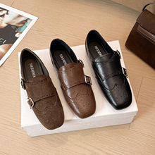 复古英伦风巴洛克雕花小皮鞋女2025新款布洛克乐福鞋单鞋大码鞋