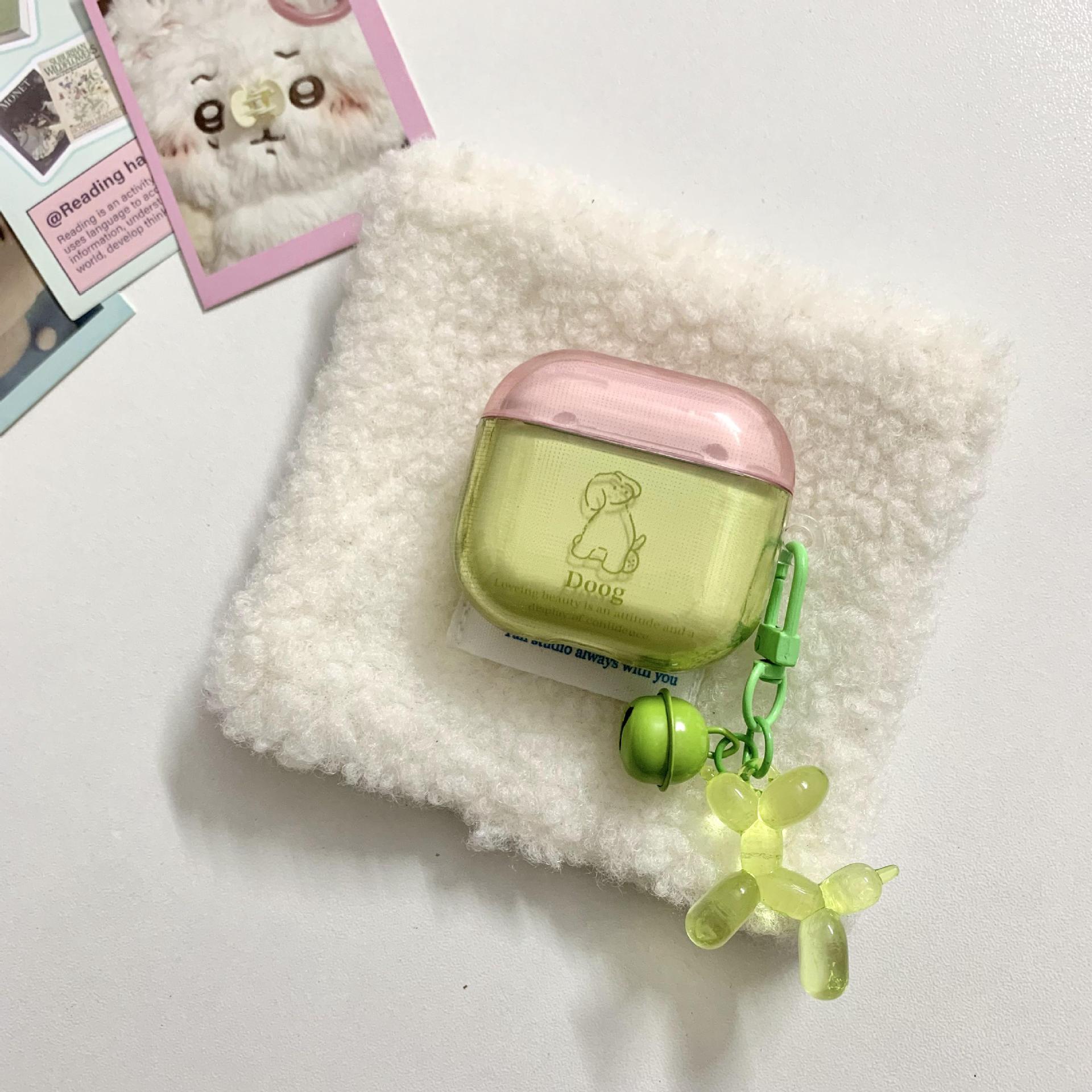 Pequeño cachorro verde fresco y semitransparente para auriculares AirPods pro2 4 generación nuevo colgante de Apple 1/2 generación
