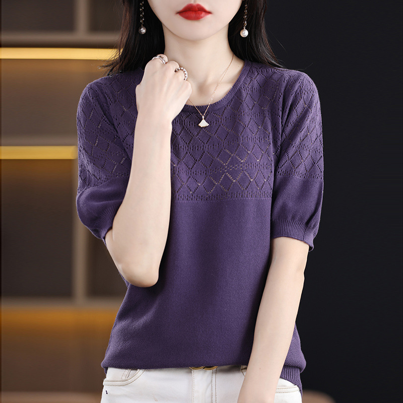 White knitted spring summer base cotton design elegant short short…