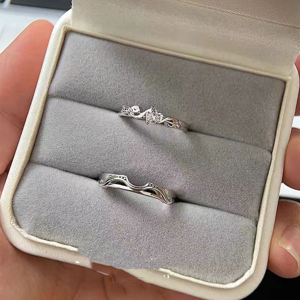 Pure White Copper Cupid's Arrow Couple's Ring for Male and Female Friends
