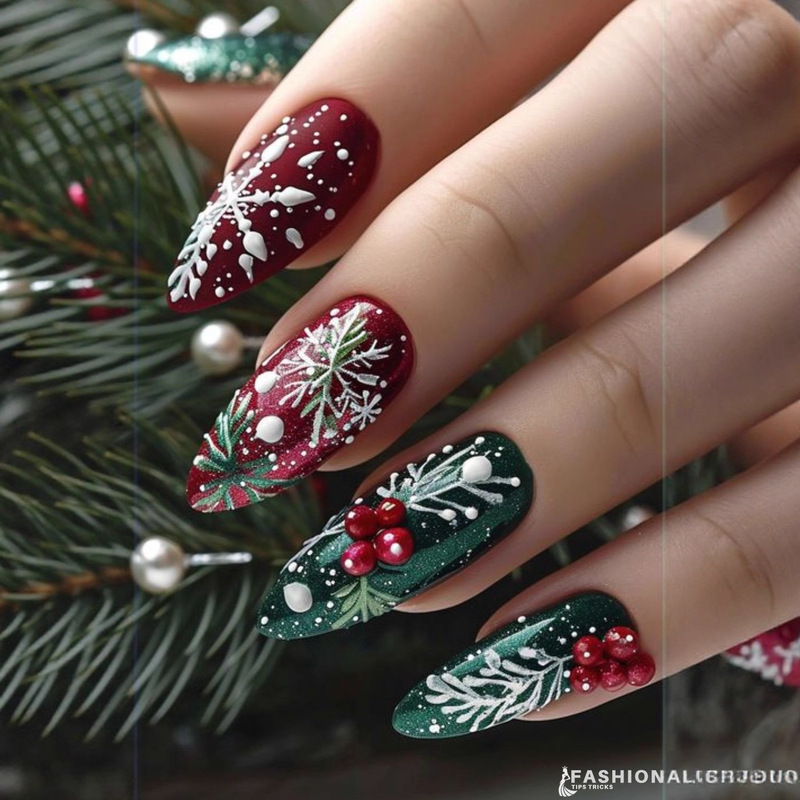 Cross-Border Christmas Green Nails, Snowflakes, Fine Glitter Water Drop Nails, High-End Green and Red Snowball Super Glitter Christmas Nails Cross-Border Christmas Green Nails, Snowflakes, Fine Glitter Water Drop Nails, High-End Green and Red Snowball Super Glitter Christmas Nails