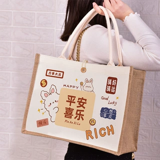 创意麻布袋定制diy亚麻手提袋定做卡通时尚伴手礼礼品袋黄麻袋子