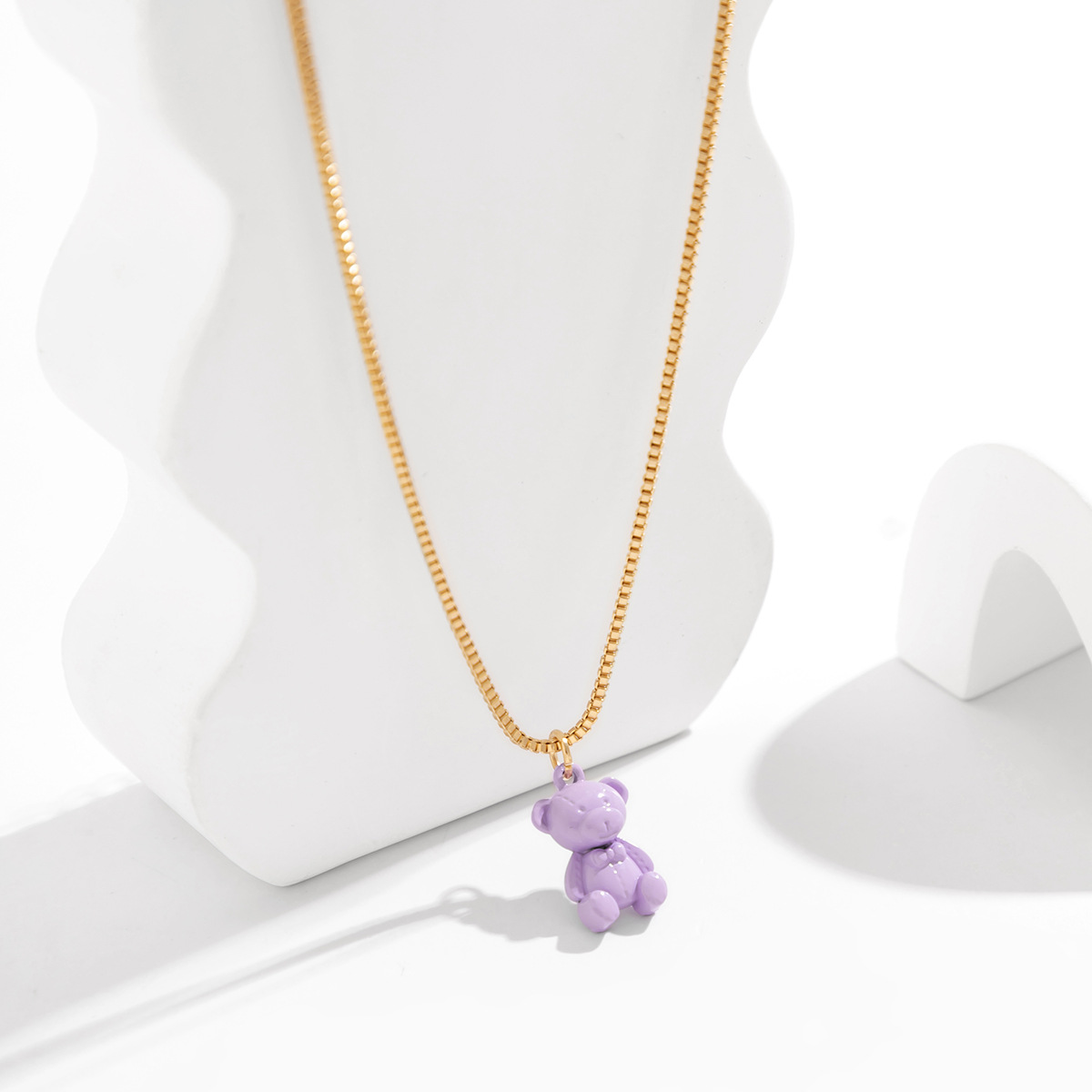 Sweet Fresh Colorful Cute Bear Simple All-Match Necklace Female Europe and America Cross Border Nich