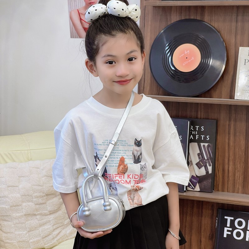 Moda coreana popular bolso de hombro para niñas simple bolso de bebé de color sólido bolso de bolso mini para niños